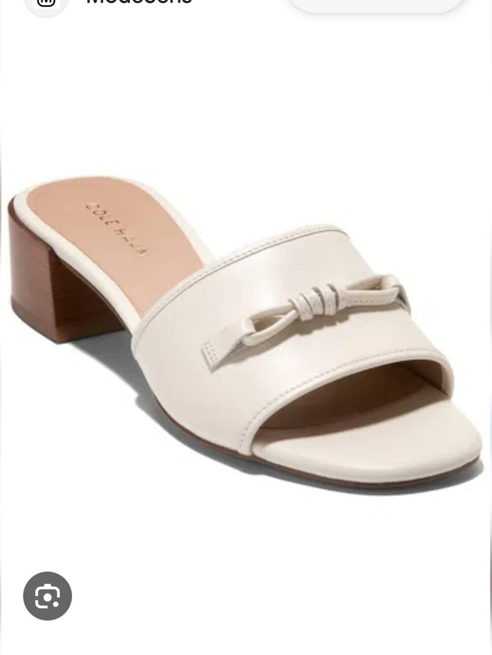 Cole Haan Ivory Leather Bow Block-Heel Mule/ Size 9